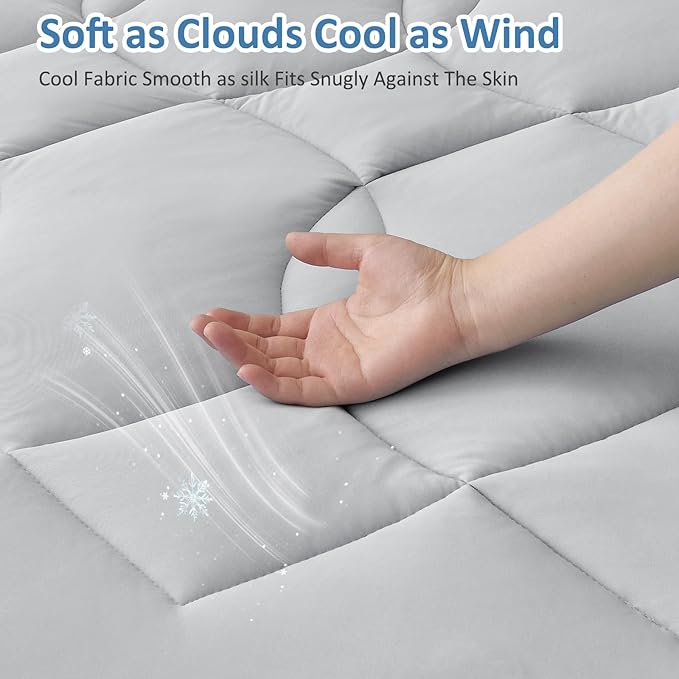 Queen Size Cooling Mattress Pad Waterproof Mattress Topper for Hot Sleepers - Soft Breathable Mattress Cover with 8"-21" Deep Pocket (60×80",Gray)
