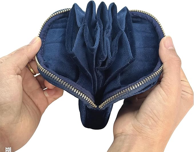 Small Travel Jewelry Case - Jewelry Travel Organizer Bag with for Bracelets, Necklaces, Bangles, Jewelry Organizer Storage Bag Gift for Women Girls,5.1x4.72x1.18 IN- RJB001-Navy - Image 5