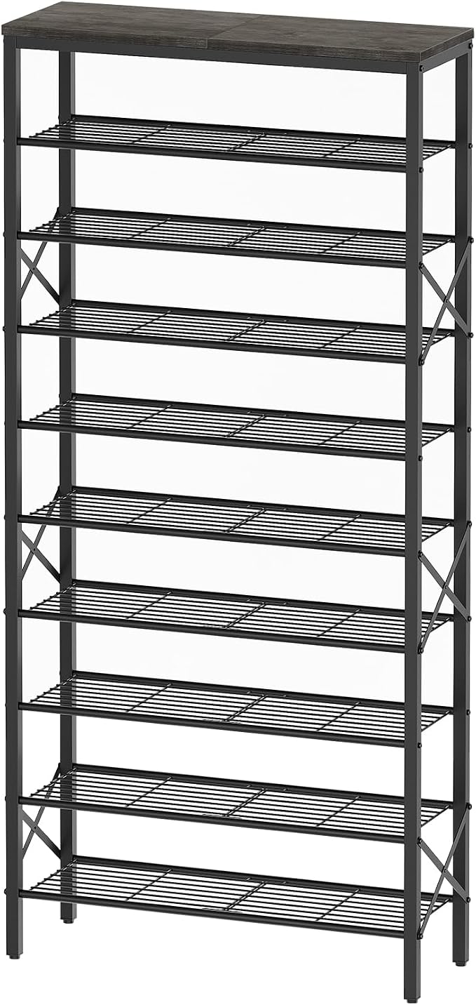 YATINEY 10 Tier Shoe Rack, Large Capacity Shoe Storage Organizer Holds 40 Pairs, Sturdy and Stable, for Entryway, Hallway, Closet, Dorm Room, Charcoal SS10BCG1 by Yatiney