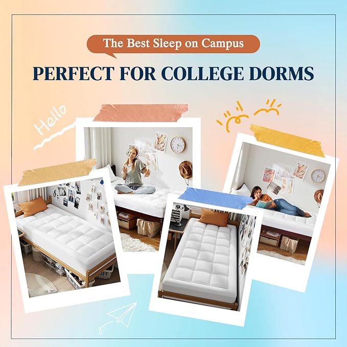 ELEMUSE Twin XL Dual Layer 3 Inch Memory Foam Mattress Topper for College Dorm Room Essentials, 2 Inch Cooling Gel Memory Foam and 1 Inch Soft Pillow Top Mattress Pad Extra Long Twin
