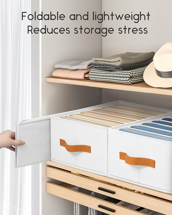 Homsorout Purse Organizer for Closet, Fabric Handbag Storage Organizer with Handles, Foldable Bag Organizer Drawer for Flat Handbags, Clothes, Towels or Pants, Closet Storage Organizer, White, 6 Pack - Image 5