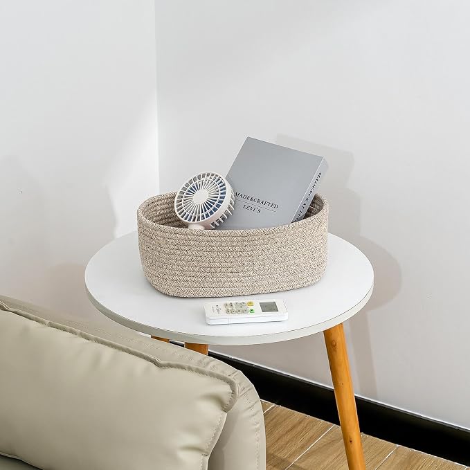CubesLand Small Storage Baskets for Shelf,Cube Organizer Basket Bin,Woven Baskets for Shelves,Soft Toys Storage Basket,Baby Nursery Basket Bin,Home Decor 12 x 8 x 5.11 inches Light Brown - Image 4