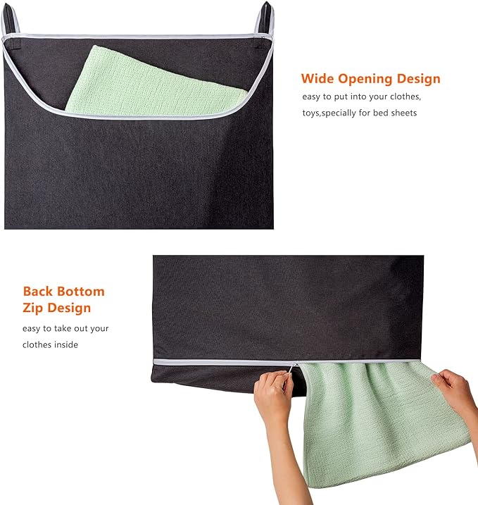 SAVERHO Black Hanging Laundry Hamper Bag, XL Door Hanging Hamper with Large Openging Laundry Hamper Storage Bag Large Size 36X22 Inch (Black) - Image 3