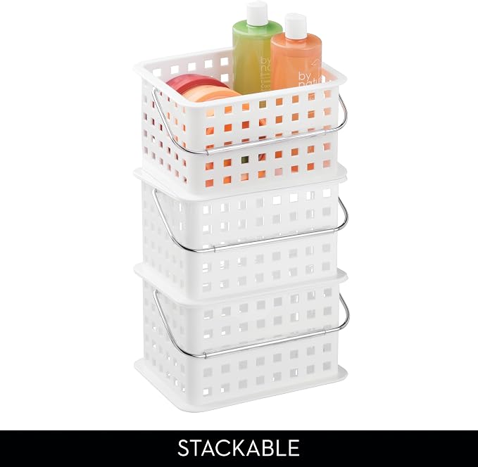 iDesign Portable Shower Caddy Basket with Handle for College Dorm or Bathroom - White - Made in USA - Image 5