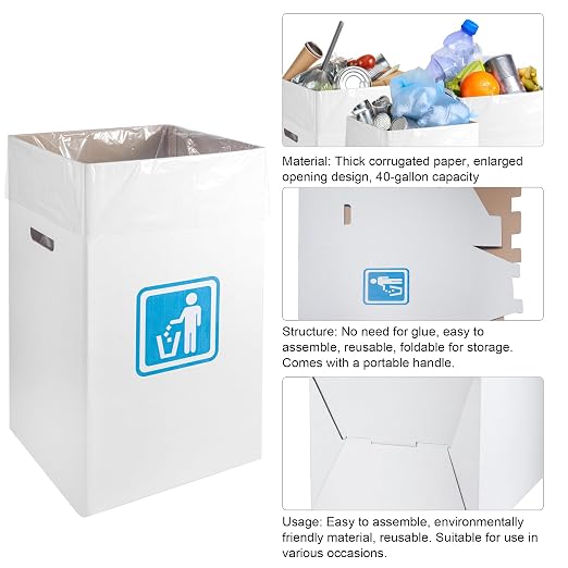 40 Gallon Cardboard Trash cans for Events (Pack of 10)， with 20 Liners Included，Be applicableOutdoor Events pop up Trash cans for Parties，Reusable Portable Garbage Can，in-Home Recycling Bins - Image 3