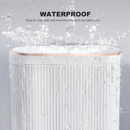 Supteron Bathroom Trash Can with Lid 3.2 Gallon Narrow Trash Can Small Plastic Trash Bin 12 Liter Rectangular Plastic Garbage Can with Press Type Lid for Bedroom Bathroom Milk White - Image 7