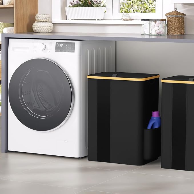 BlissTotes Laundry Basket with Lid, 80L Clothes Laundry Hamper with Handles and Removable Laundry Bag, Breathable Design Hamper with Lid for Bedroom, Bathroom, Dorm, Laundry Room - Black - Image 7