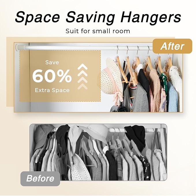 HOUSE DAY Space Saving Hangers 100 Pack, Clear Clothes Hanger Connector Hooks, Heavy Duty Hangers Space Saver, Premium College Dorm Room Essentials, Closet Organizers and Storage - Image 2