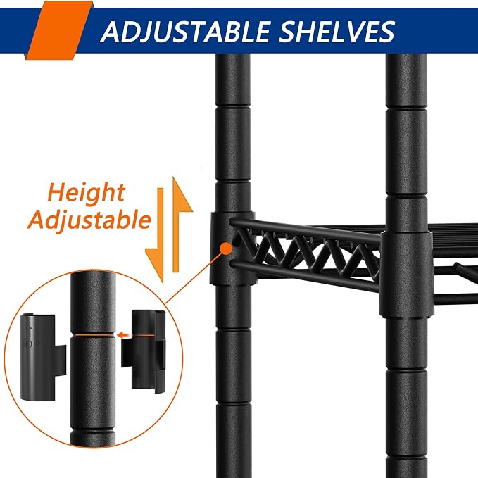 4-Shelf Adjustable Heavy Duty Storage Shelving Unit, Metal Organizer Wire Rack for Laundry Bathroom Kitchen Pantry Closet, Black - Image 5