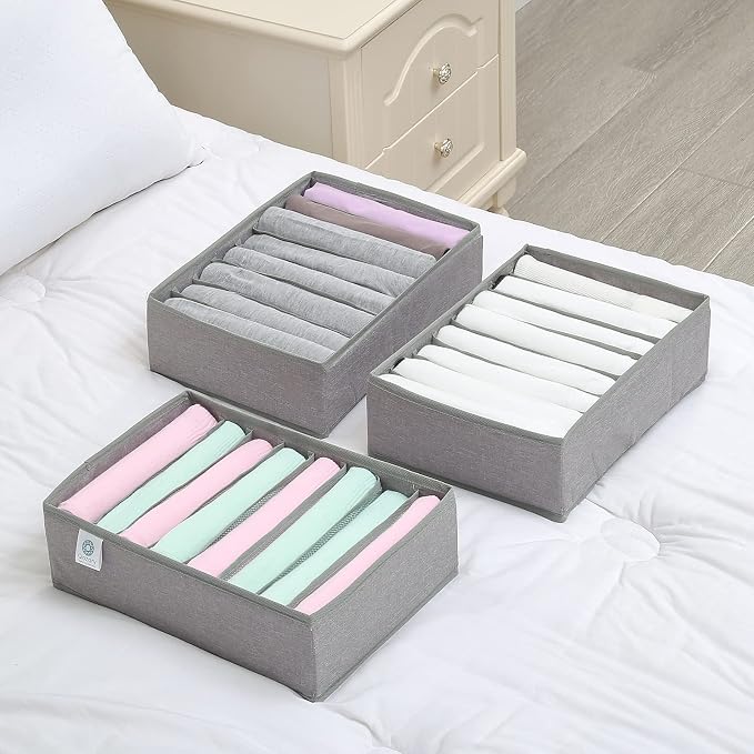 Qozary 4 Pack Drawer Organizers for Clothing, 8 Grids Foldable Closet Organizers and Storage Bins for Bedroom, Dresser Organizer Boxes for Thin T-shirts, Tank Tops, Camisoles, Tights, Leggings - Image 5