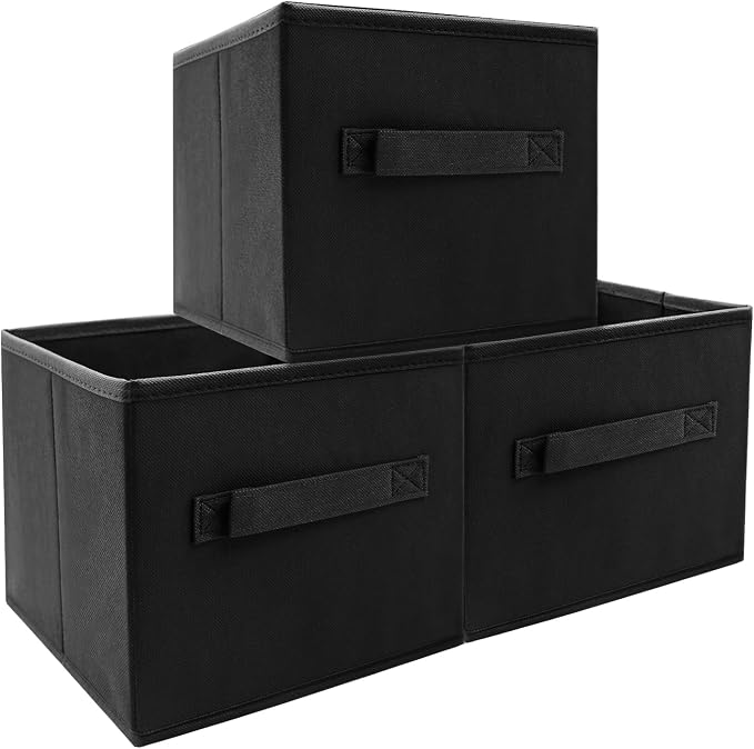EBIGIC Kids Storage Bins 9.0"x7.5"x7.5" Small Size Fabirc Foldable Closet Toy Organizer Collapsible Cloth Black - Image 7