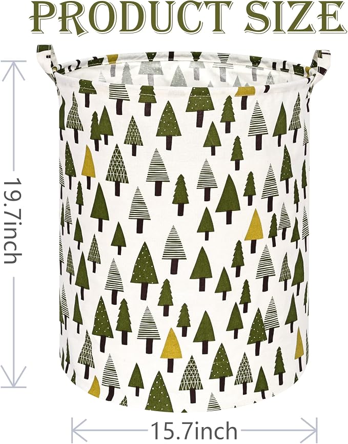 Collapsible Kids Laundry Basket Clothes Hamper, Foldable Storage Organizer Bin, Toy Clothes Storage with Handles for Boys Girls Bedroom, Room Decor Christmas Tree - Image 3