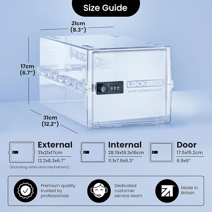 Lockabox One™ | Premium Lock Box | Medium Combination Lock Box For Food, Medicine & Home Safety | External Size 12 x 8 x 6.6 inches (Crystal) - Image 4