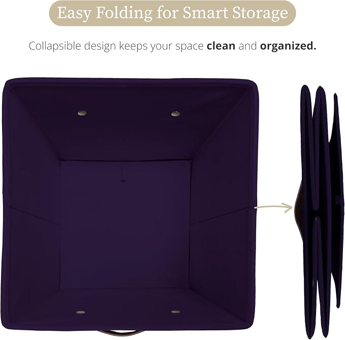 DECOMOMO Storage Bins, Cube Storage Bin with Labels, Fabric Storage Cubes for Shelves (10.5" x 11" / 6pcs, Deep Violet) - Image 6