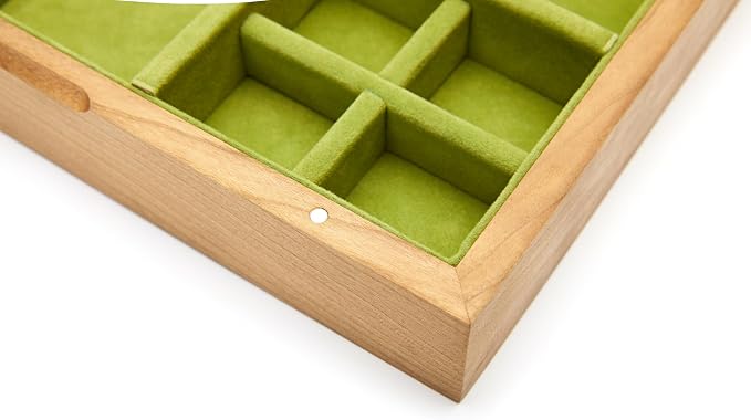 pandapark Wooden Jewelry Box with Glass Lid, Multi-Compartment Storage Display Case, Walnut Brown (Green Cherry) - Image 6
