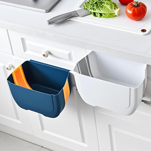 Hanging Folding Mini Trash Can for Kitchen Cabinet Door, Small Collapsible Garbage Bin Under Sink,Wall Mounted Waste Bin- Container Cabinet/Bedroom/Bathroom (3L)(White) - Image 4
