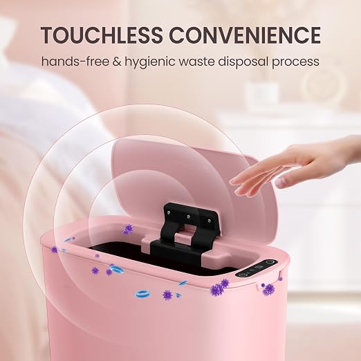 Cesun Motion Sensor Trash Can, 5 Gallon Automatic Bathroom Garbage Can with Lid, Touchless Smart Plastic Slim Wastebasket for Bathroom, Office, rv, Bedroom, Living Room, Pink - Image 3