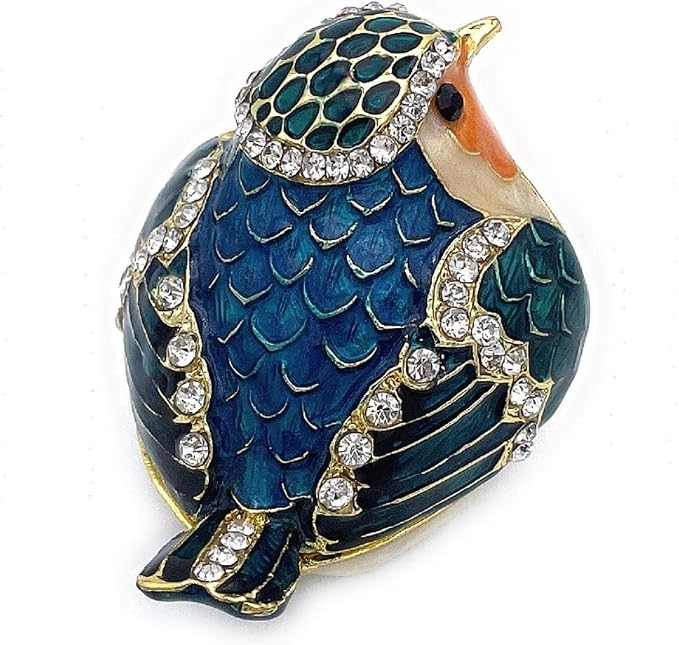 JWT Astyle Robin Bird Hinged Jewelry Box with Stones, Collectible Animal Trinket Box.Rings Earrings Storage Boxes,Bird Figurine Home Decor Gift - Image 2