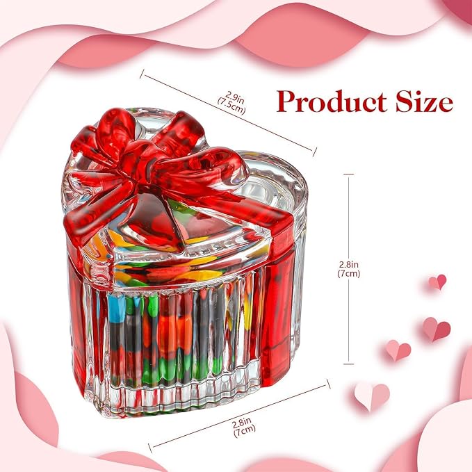 kanpura 2 Pack Glass Heart Shaped Jewelry Box Candy Dish with Lid Ring Earring Trinket Storage Box Vintage Jewelry Organizer Decorative Jar Gifts for Women Girls(Red & Clear) - Image 3
