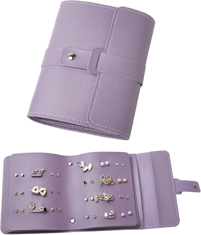 LAKE OF FIRE Earring Holder Organizer with Foldable Book Design Jewelry Book Organizer, Portable Pu Leather Travel Earring Case(Purple) by LAKEOFFIRE