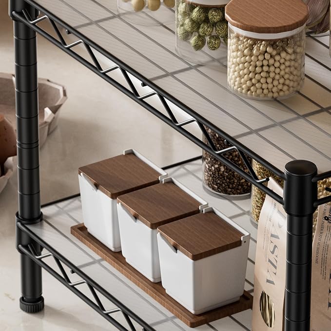 SINGAYE 2 Small Shelves Kitchen Storage Shelf Wire Shelving Unit Metal Shelf Adjustable Organizers Storage Shelving for Office Pantry Black 12" D X 18" W X 12" H - Image 7