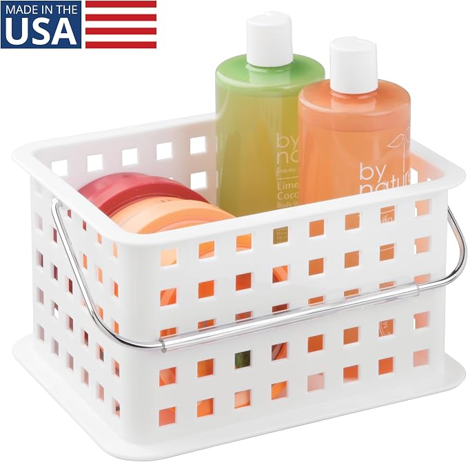 iDesign Portable Shower Caddy Basket with Handle for College Dorm or Bathroom - White - Made in USA - Image 2