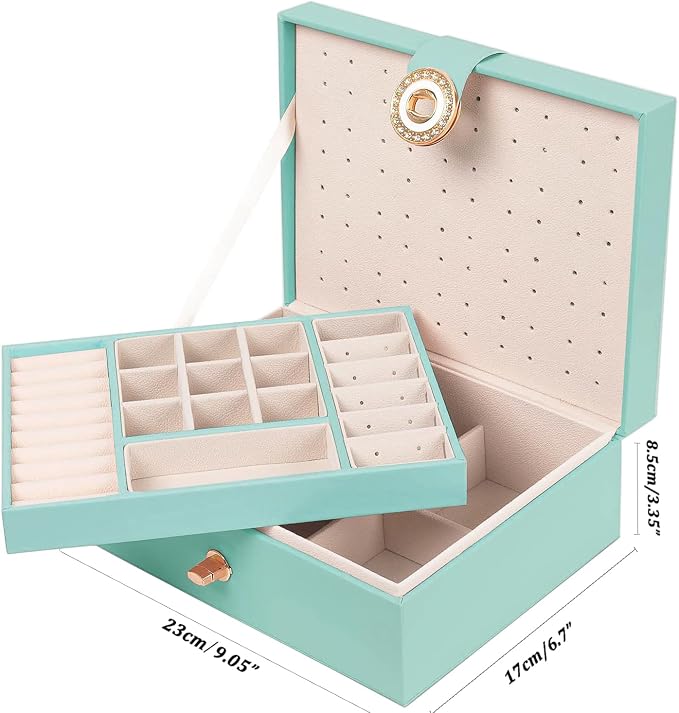 QBestry Girls Jewelry Box for Earrings Jewelry Organizer Box Teen Girls Earrings Organizer Jewelry Box Earring Holder Organizer Stud Earring Box for Girls Womens Jewelry Case Organizer Teal - Image 8