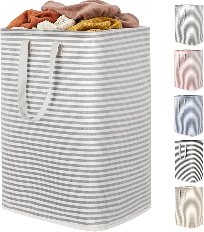 Lifewit 1 Pack Laundry Basket 80L Each, Collapsible Clothes Hamper with Reinforced Handles, Freestanding Waterproof Design for Bedroom and Laundry Room, Grey 80L Total by Lifewit
