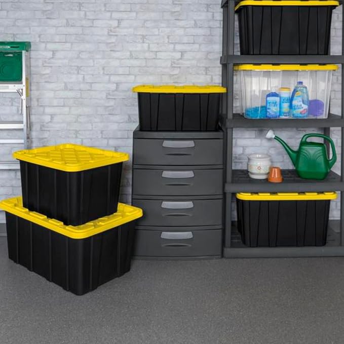 Sterilite 12 Pack Industrial Tote Organizers, Plastic Storage Container Bins with Lids, 27 Gallon - Heavy-Duty Organizing Containers for Closet, Bathroom, and Office - Image 6