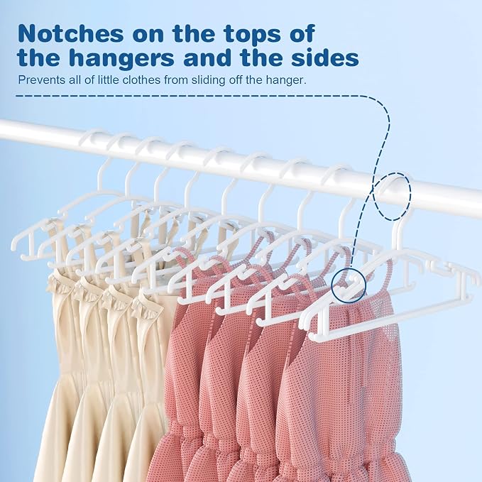 GoodtoU Baby Hangers 60Pack White Baby Clothes Hangers Bulk Kids Plastic Hangers Toddler/Infant Hangers for Closet - Image 6
