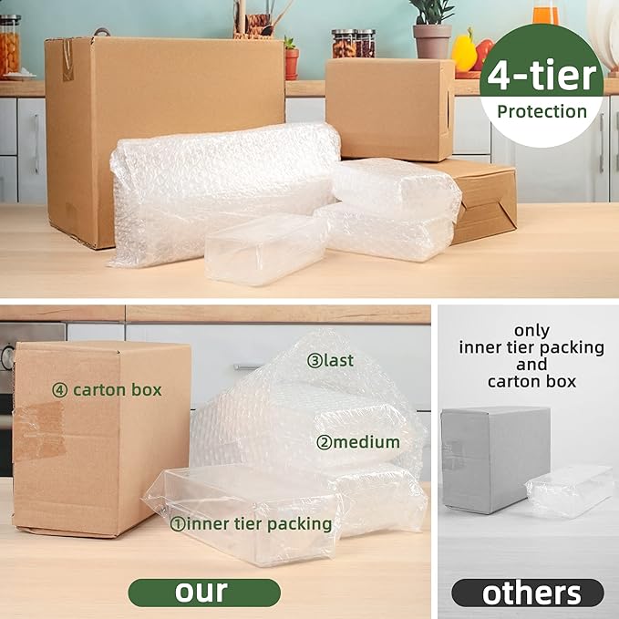 LotFancy Clear Plastic Drawer Organizer, 12’’ x 6” x 2’’, Set of 3 Drawer Storage Containers Bins for Dresser Cosmetics Makeup, Stackable - Image 5