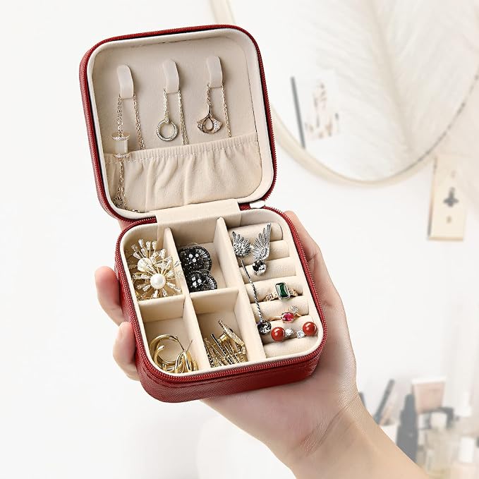 TRODANCE Mini Jewelry Case, Small Travel Jewelry Organizer, Portable Jewelry Box Mini Storage Organizer Display Box For Rings Earrings Necklaces (5Color-5pcs) - Image 2