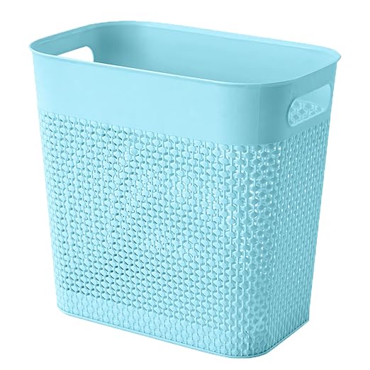 UUJOLY Plastic Small Trash Can Wastebasket, Garbage Container Basket for Bathrooms, Laundry Room, Kitchens, Offices, Kids Rooms, Dorms, (Blue, 3 Gallon) by UUJOLY
