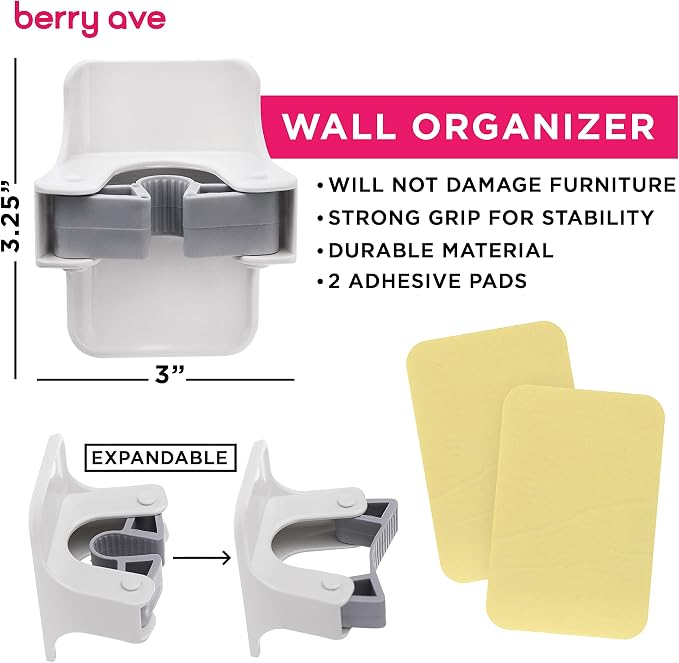 Combo 5 Slot Broom Holder w/ 1 Self Adhesive Mop Gripper No-Drilling, Wall Mount Tool Organizers For Kitchen, Garage, Laundry Room- Anti-Slip Hanger For Brooms, Mops, Rakes, Dustpans (Grey / White) - Image 5