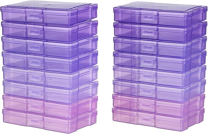 novelinks Transparent 4" x 6" Photo Cases and Clear Craft Keeper with Handle, 16 Inner Photo Organizers & Photo Storage Box, Plastic Photo Storage Containers (Purple Gradient) - Image 2