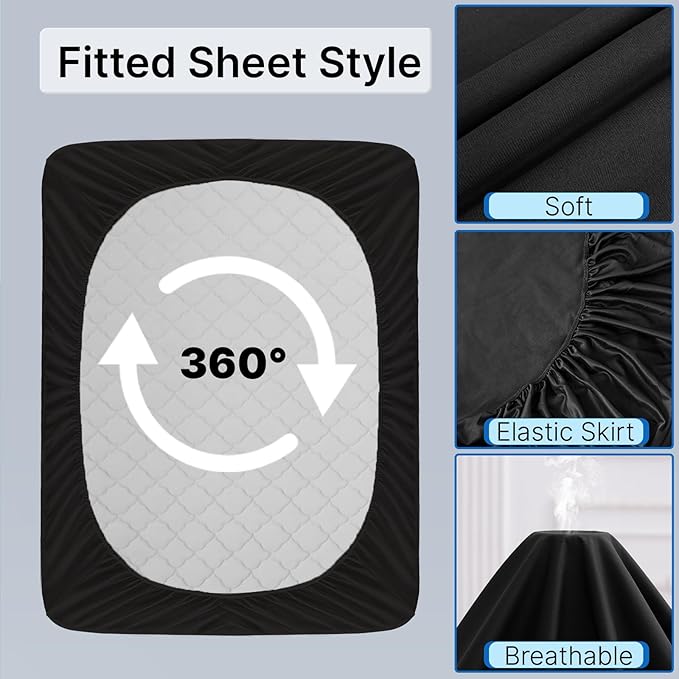 Twin Mattress Protector, Waterproof Mattress Cover with 18" Deep Pocket Bed Cover, Fitted Sheet Style Noiseless Breathable Machine Washable, Black (39' X 75'')