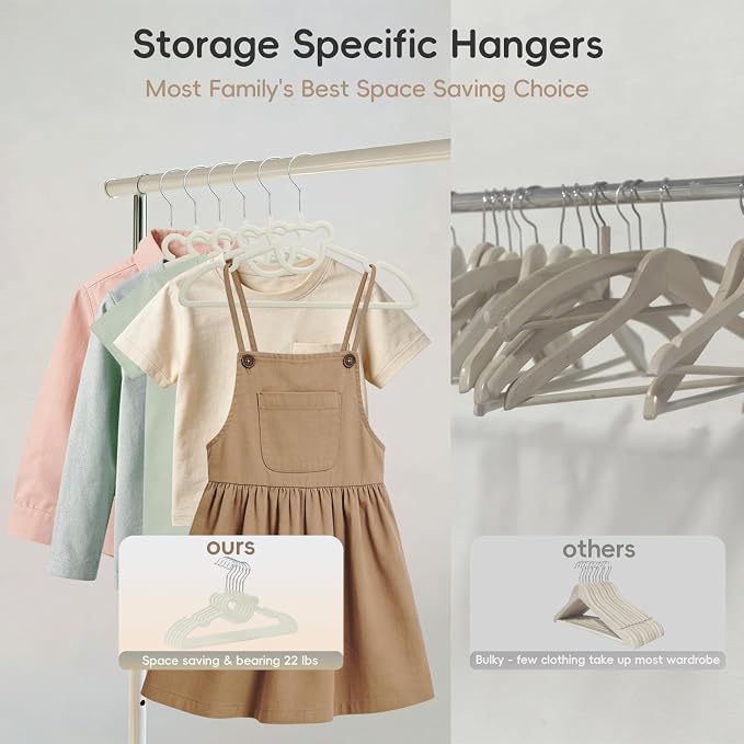 GoodtoU 50 Pack Baby Clothes Hangers, 12.8 Inch Kids Plastic Hangers, Non-Slip Nursery Closet Hangers for Infant & Toddler Clothes, White - Bear - Image 5