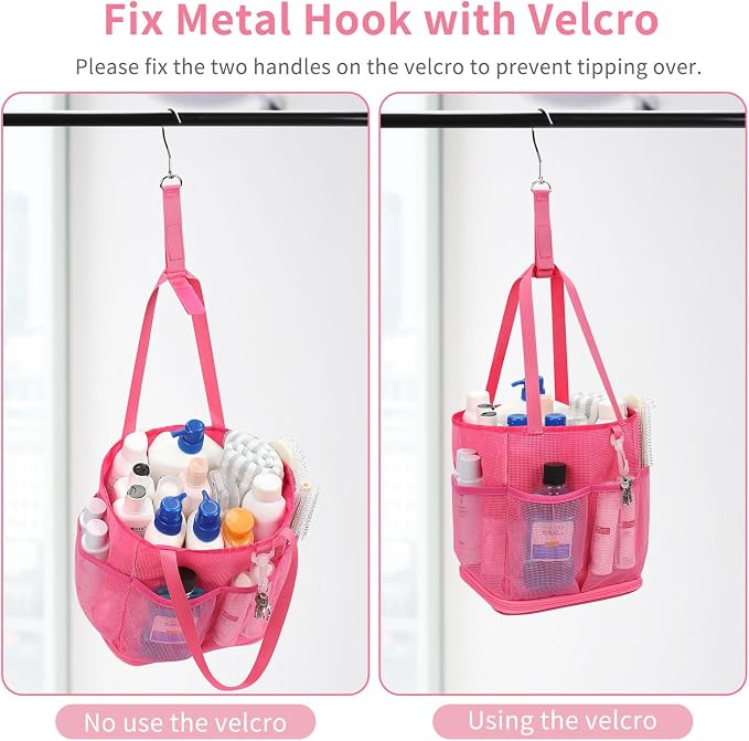 Mesh Shower Caddy Portable for College Dorm Room Essentials, Shower Tote Bag with Hanging Hook and Drawstring, Quick Dry Toiletry Bag with 6 Pockets for Bathroom, Swimming, Gym, Camping, Beach, Travel - Image 4
