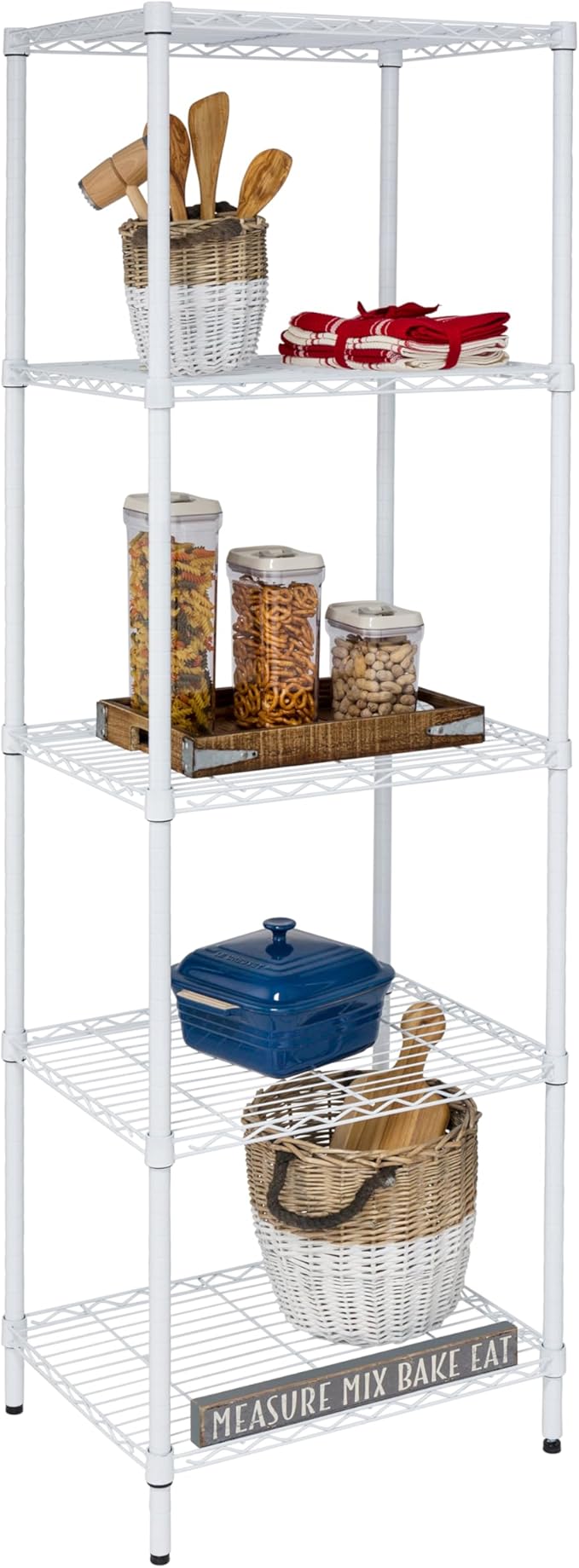 Honey-Can-Do 5-Tier Heavy Duty Adjustable Shelving Unit, 250-lb Per Shelf NSF Certified Metal Storage Rack, White Wire Shelf for Laundry Kitchen Pantry, 24 x 18 x 72 in by Honey-Can-Do