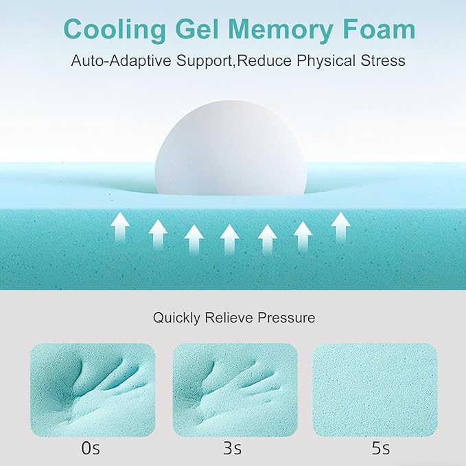EDILLY 3 Inch Cooling Gel Memory Foam Mattress Topper Full Size,with Removable & Washable Bamboo Cover,Soft Breathable Mattress Pad,Bed Topper for Back Pain Relief (54x75)
