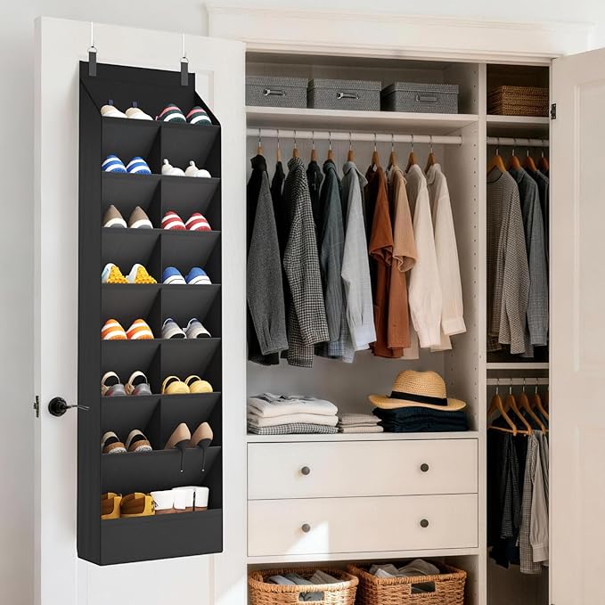 Lifewit 8 Tier Over the Door Shoe Organizer with 15 Large Deep Pockets, Fabric Hanging Shoes Shelf for Closet, Dorm Storage, Fit Up to 16 Pair Shoe Rack Holder for Sneakers, Boots, Black - Image 8