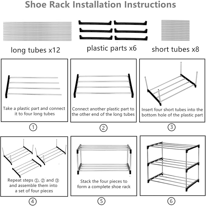 Jucaifu Stackable Small Shoe Rack, Entryway, Hallway and Closet Space Saving Storage and Organization (3-Tier, Black) - Image 6