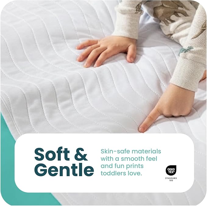IMPROVIA® Pee Pads for Kids - Bed wetting Pads for Kids Potty Training Bed mats for Toddlers Waterproof Reuseable Washable Absorbent, Non Slip - White - Full Size 34”x52
