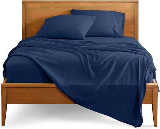 Bare Home Twin Sheet Set - 1800 Ultra-Soft Microfiber Twin Bed Sheets - Double Brushed - Deep Pockets - Easy Fit - 3 Piece Set - Bedding Sheets & Pillowcases (Twin, Dark Blue)