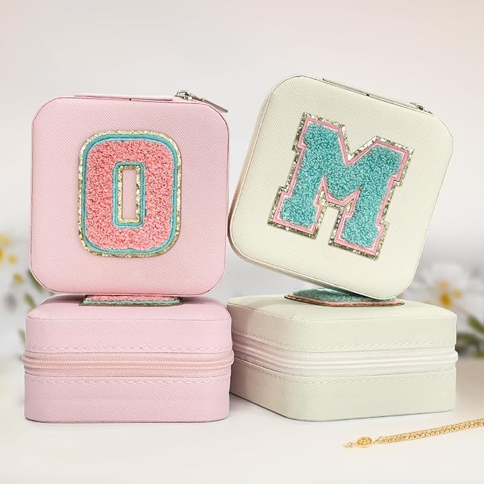 SANDJEST Personalized Jewelry Box, White Travel Jewelry Box with Initial M, Small Monogrammed Jewelry Case Organizer for Girls Women Teen Kids, Mini Travel Essentials Gifts for Birthday Christmas - Image 6