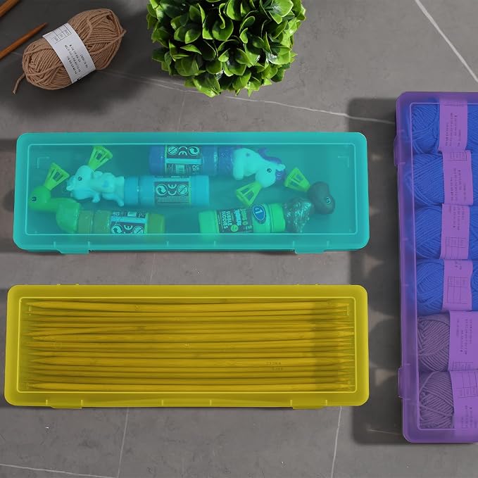 novelinks Plastic Clear Storage Containers for Organizing, Craft Storage Organizers and Stackable Storage Bins with Lids for Pencil Box, Bead, Cookie Cutter, Board Game (6 Pack Large -Color) - Image 5