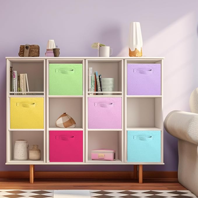 ShellKingdom Foldable Fabric Storage Cubes And Cloth Organizer Drawer For Closet And Toys, 6 Pack (6 Colors) - Image 3