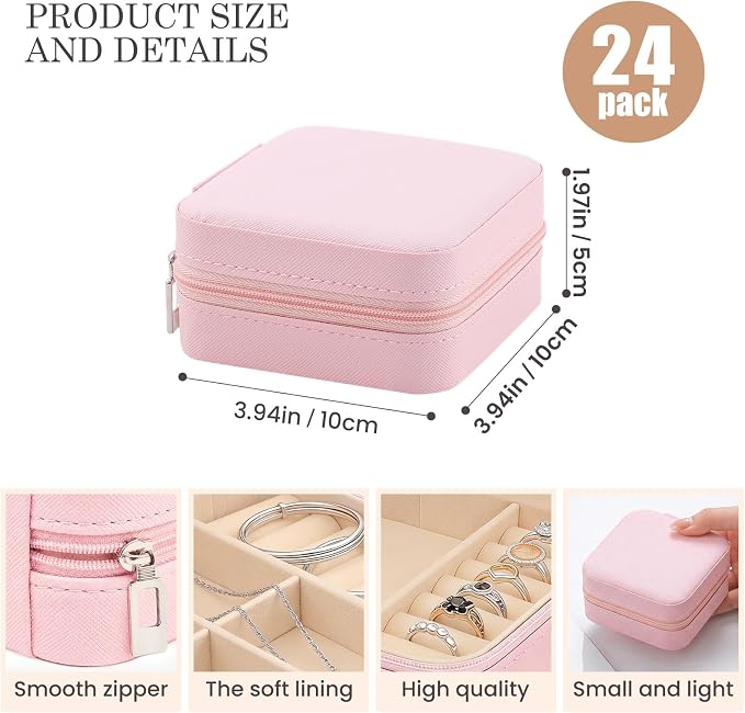 Easytle 24 Pcs Travel Jewelry Box Exquisite Travel Jewelry Case Portable Jewellery Storage Holder Organizer Box Small Jewelry Organizer for Rings Earrings Necklaces Pendants Bracelets Watches - Image 2