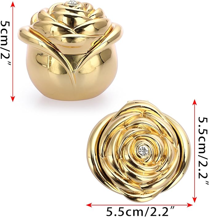 Hipiwe Rose Shape Vintage Jewelry Box - Small Trinket Storage Case Gold Ring Holder Treasure Box Organizer Keepsake Box for Rings Earrings Necklace, Gift for Women - Image 3