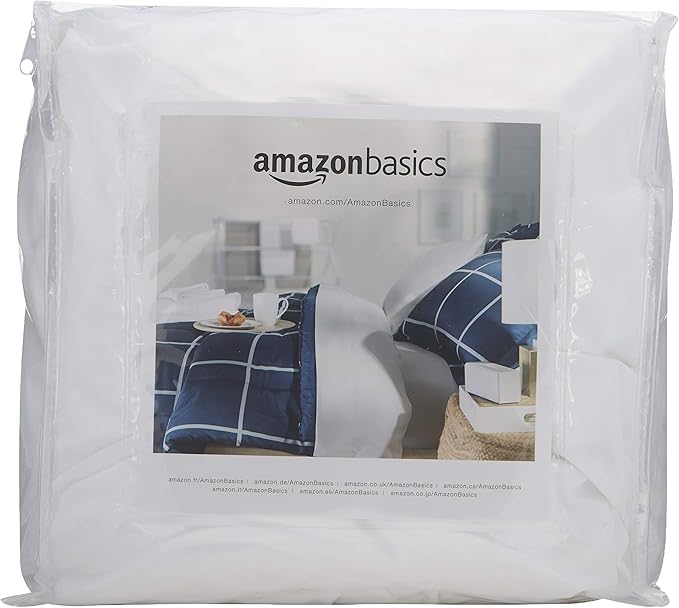 Amazon Basics Waterproof Mattress and Box Spring Protector, Zipper Enclosed Cover to Protect Against Liquid Spills, 12â€œ to 18" Depth, Queen, White